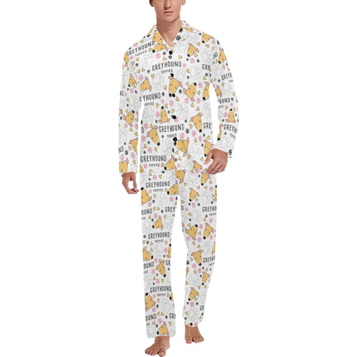 Greyhound Pattern Print Design 03 Men's Long Pajama Set