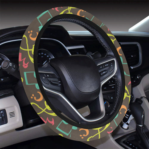 Music Notes Pattern Print Design 05 Car Steering Wheel Cover