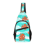 Octopuses sea wave background All Over Print Chest Bag