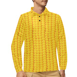 Corn Pattern Print Design 04 Men's Long Sleeve Polo Shirt