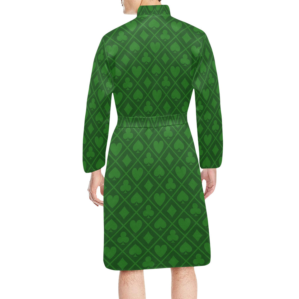 Casino Cards Suits Pattern Print Design 04 Men's Long Sleeve Belted Night Robe