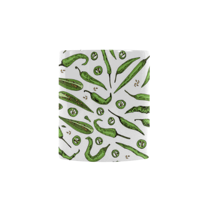 Hand drawn sketch style green Chili peppers patter Morphing Mug Heat Changing Mug