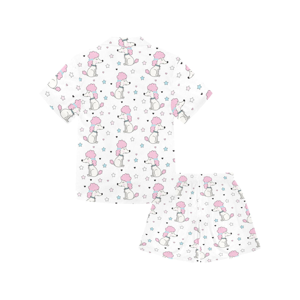 Cute poodle dog star pattern Kids' Boys' Girls' V-Neck Short Pajama Set