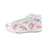 Watercolor air balloon cloud pattern Men's High Top Canvas Shoes White