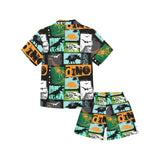 dinosaurs print pattern Kids' Boys' Girls' V-Neck Short Pajama Set