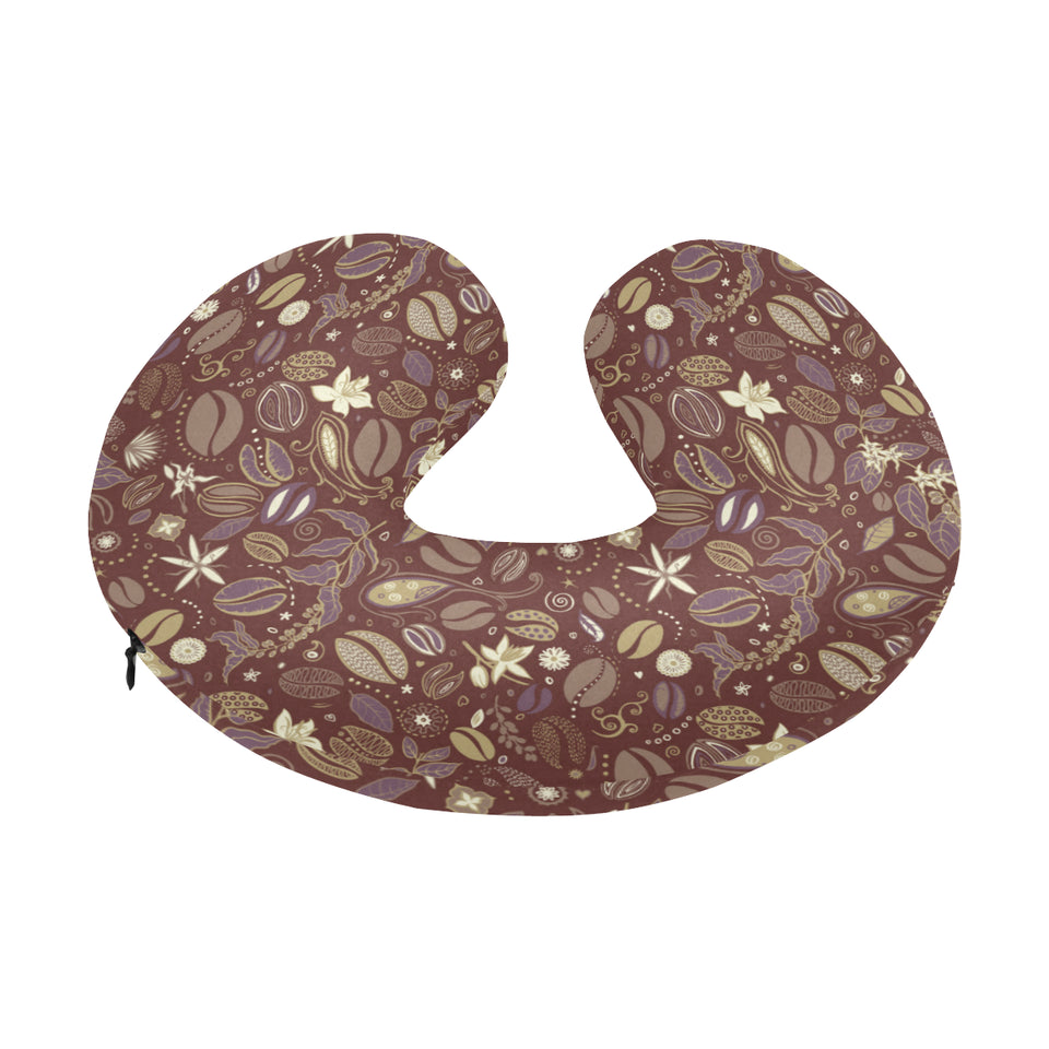 Coffee bean flower pattern U-Shaped Travel Neck Pillow