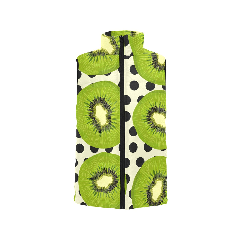 kiwi black dot background Men's Padded Vest