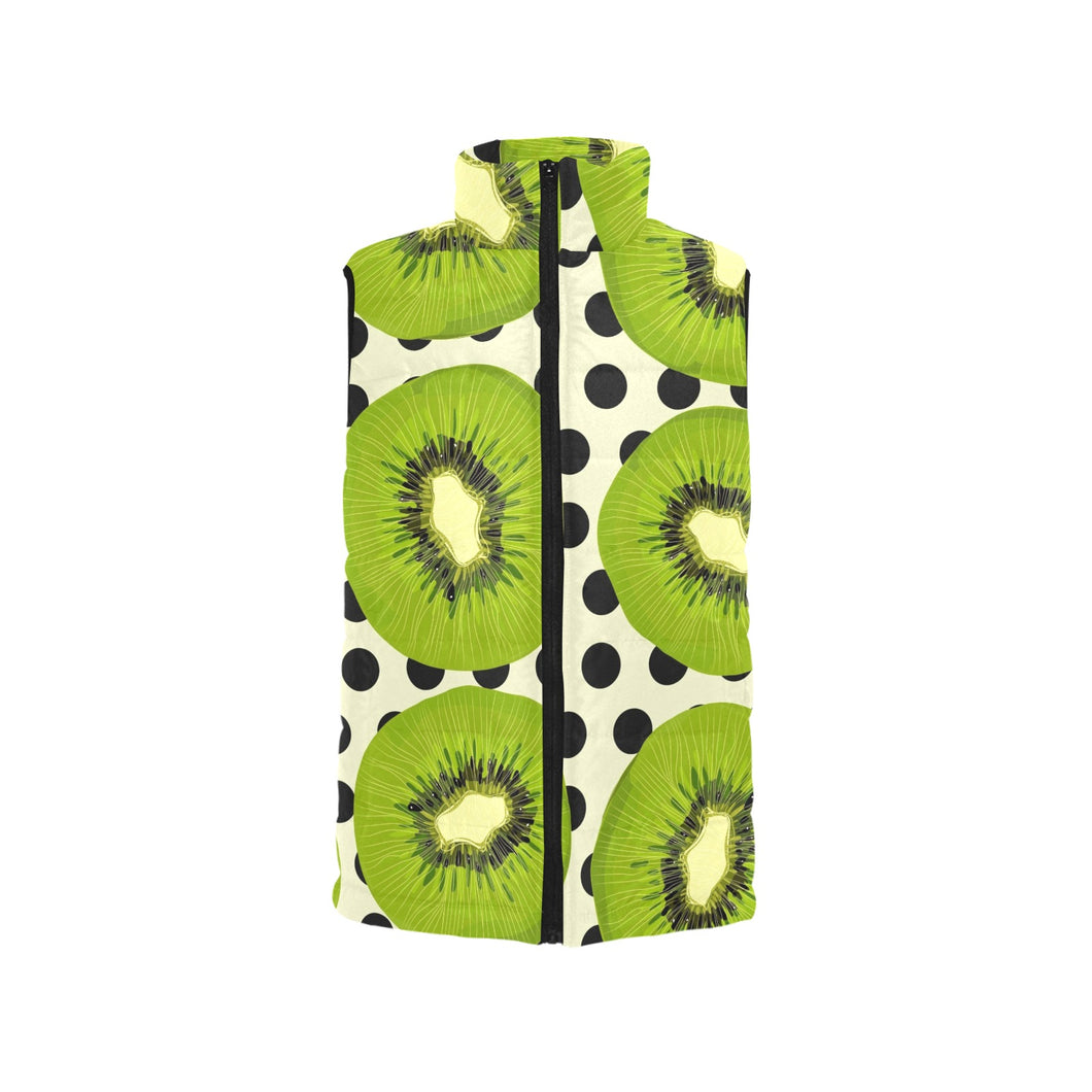 kiwi black dot background Men's Padded Vest