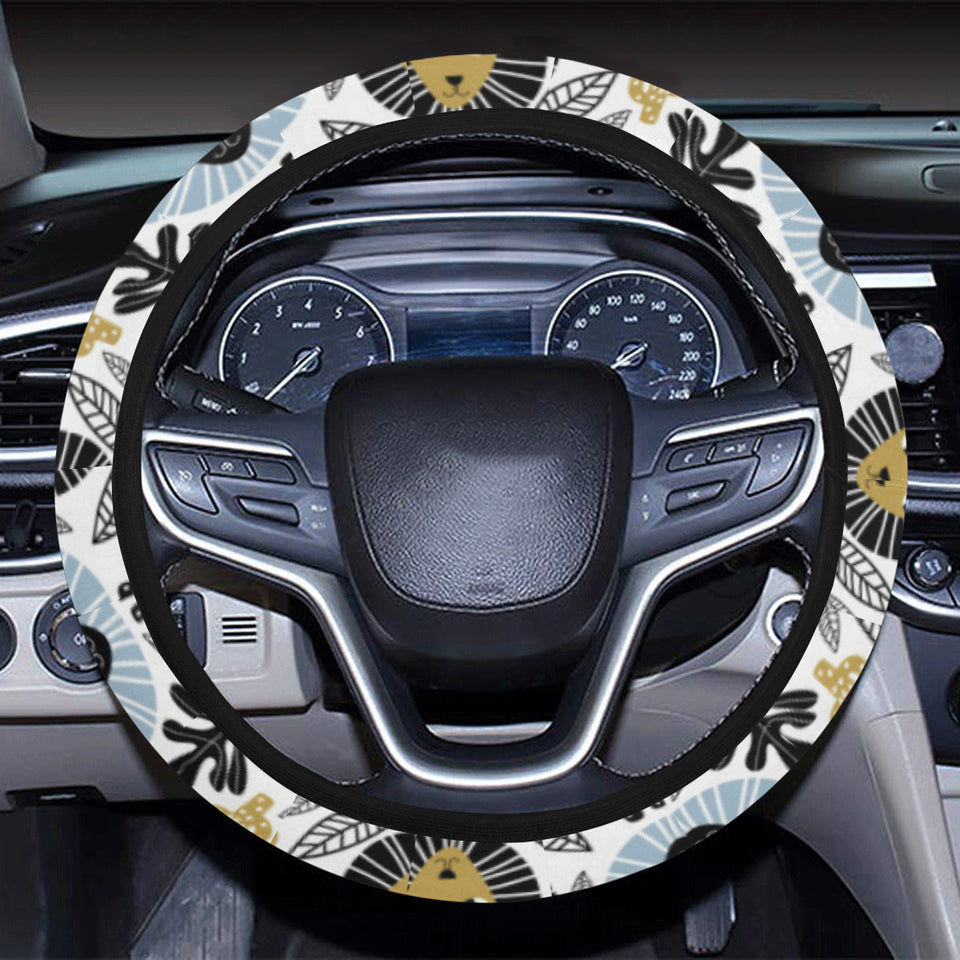 Lion Pattern Print Design 05 Car Steering Wheel Cover