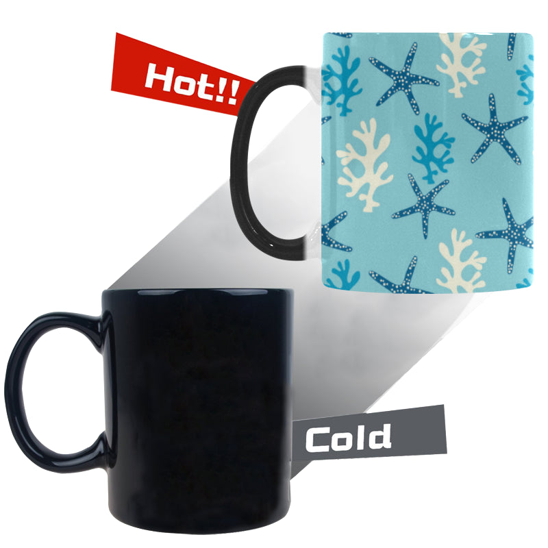 Blue starfish coral reef pattern Morphing Mug Heat Changing Mug