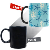 Blue starfish coral reef pattern Morphing Mug Heat Changing Mug