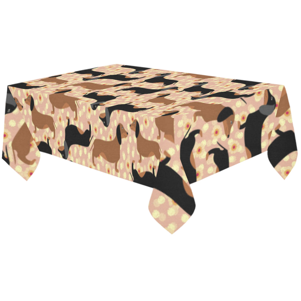 Dachshund floral background Tablecloth