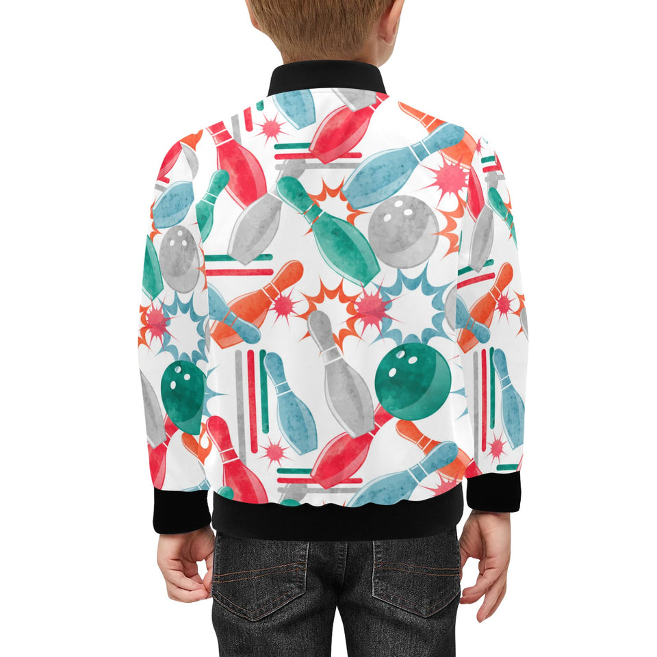 Watercolor bowling pattern Kids' Boys' Girls' Bomber Jacket
