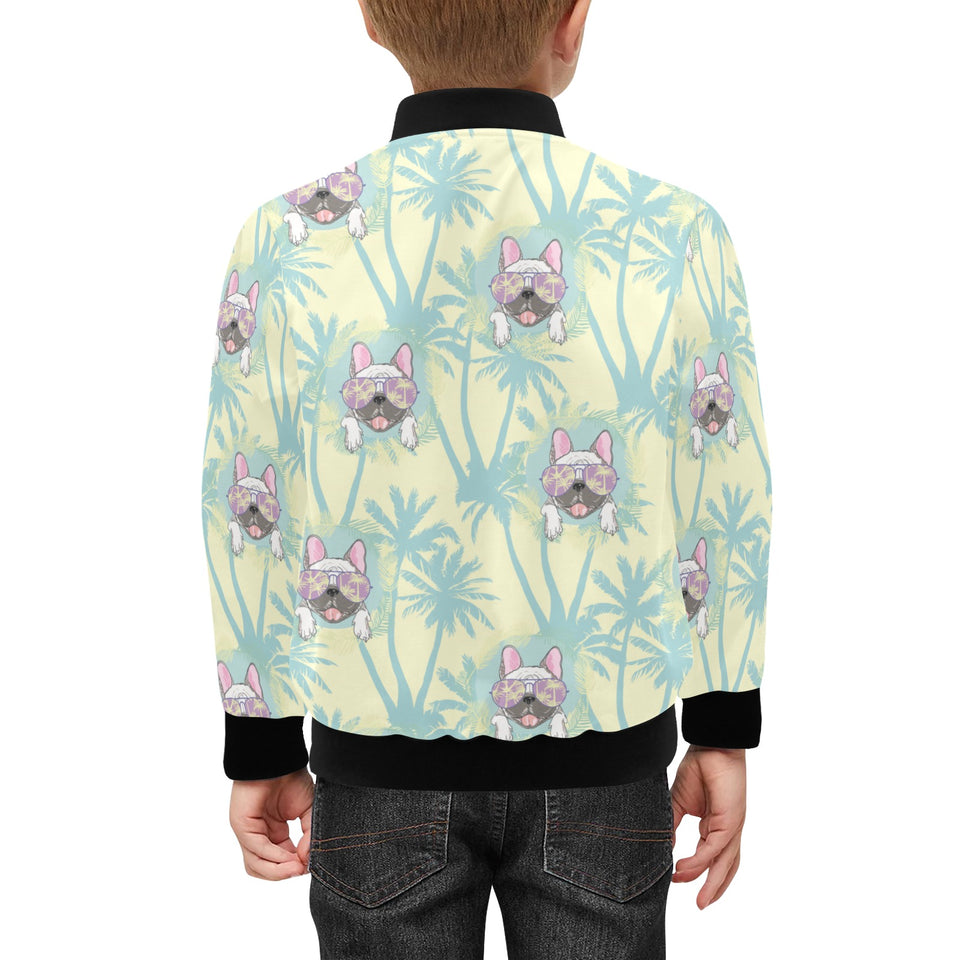 French bulldog hawaii blackground Kids' Boys' Girls' Bomber Jacket