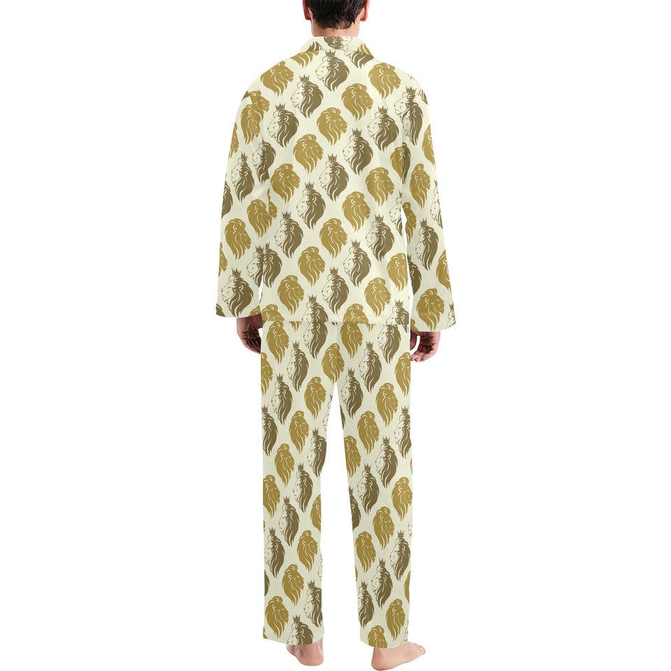 Lion Pattern Print Design 02 Men's Long Pajama Set