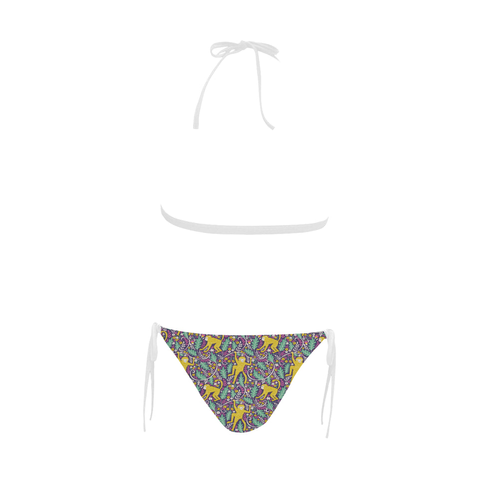 Cute yellow monkey leaves pattern Sexy Bikinis Two-Piece Swimsuits