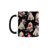 Christmas Pugs Santa_s red cap pattern Morphing Mug Heat Changing Mug