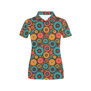 Gear Pattern Print Design 01 Women's All Over Print Polo Shirt