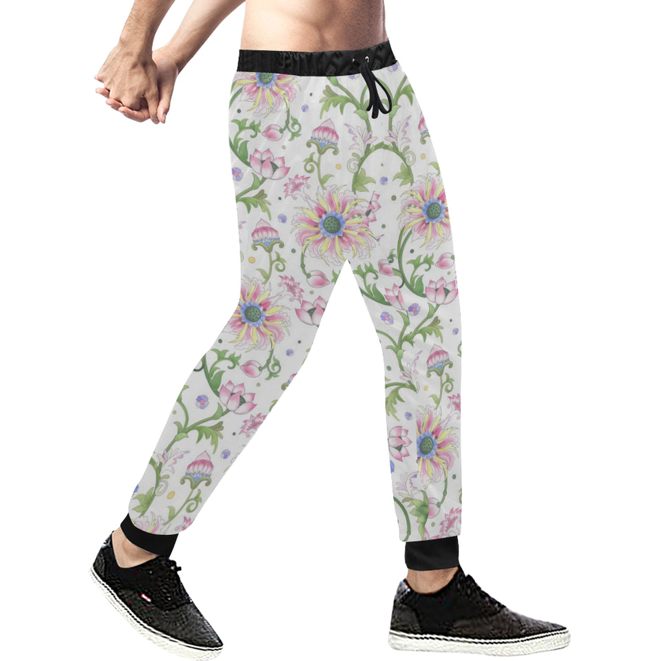 Beautiful pink lotus waterlily leaves pattern Unisex Casual Sweatpants