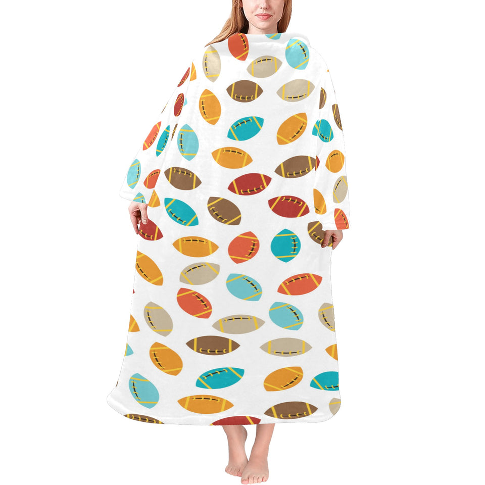 Colorful american football ball pattern Blanket Robe with Sleeves