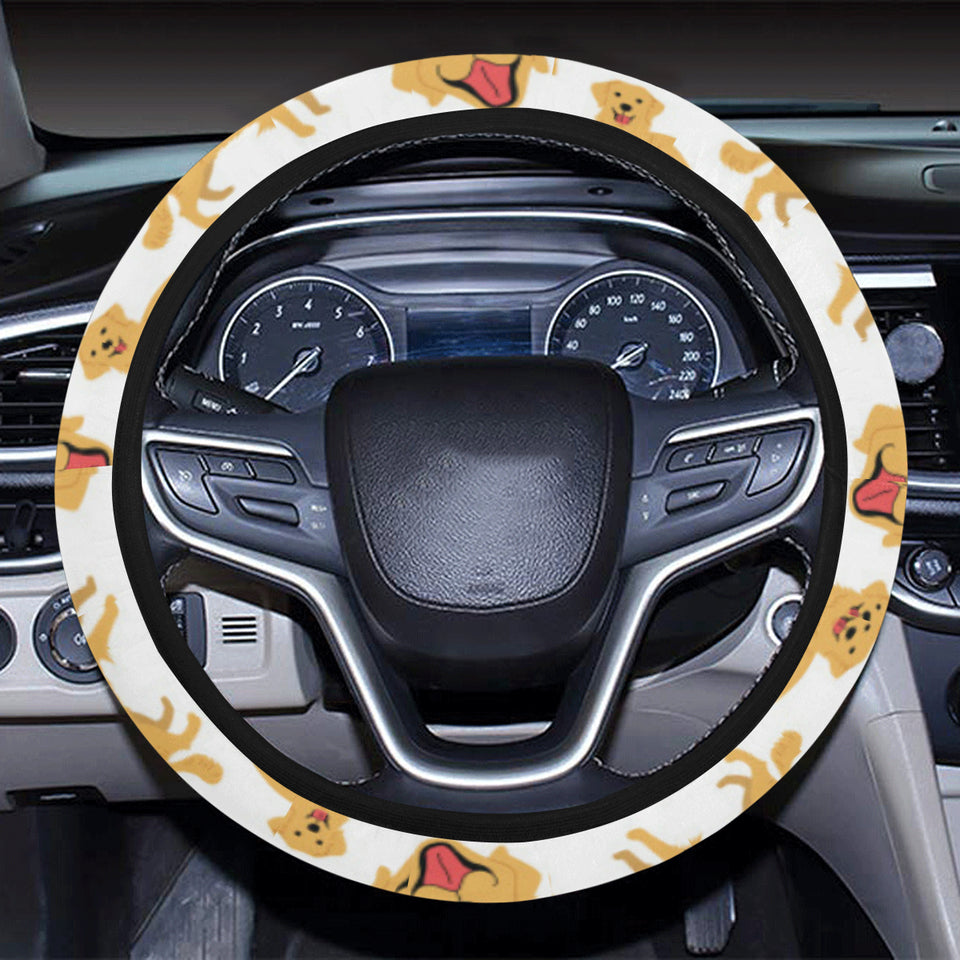 Golden Retriever Pattern Print Design 05 Car Steering Wheel Cover