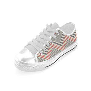 zigzag chevron striped pattern Men's Low Top Shoes White