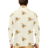 Bee honeycomb seamless design pattern Men's Long Sleeve Polo Shirt