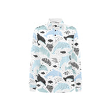 Cute dolphins Childish Style pattern Women's Long Sleeve Polo Shirt