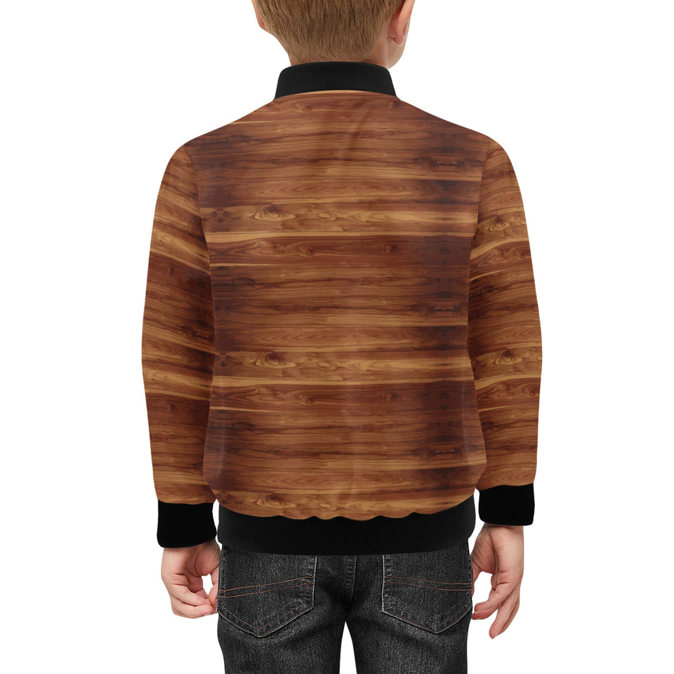 Wood Printed Pattern Print Design 04 Kids' Boys' Girls' Bomber Jacket