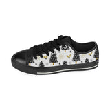 Christmas tree holly snow star pattern Men's Low Top Canvas Shoes Black