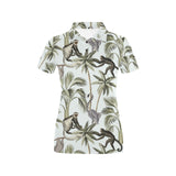 Monkey sloth lemur palm trees pattern Women's All Over Print Polo Shirt