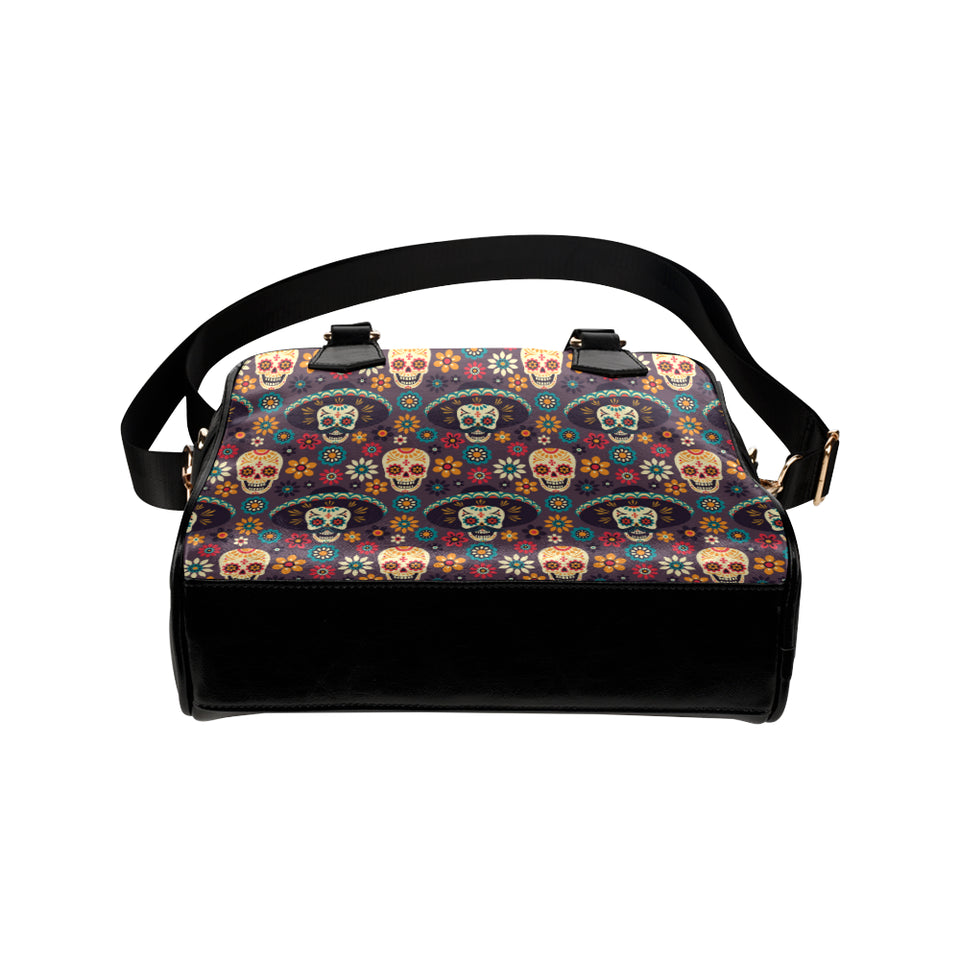 Sugar skulls flower maxican pattern Shoulder Handbag