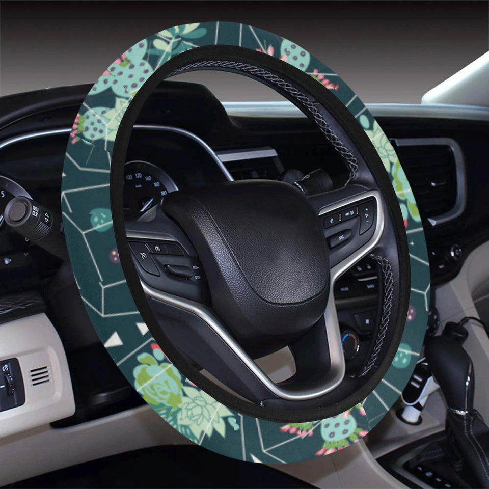 Cactus glass terrarium pattern Car Steering Wheel Cover