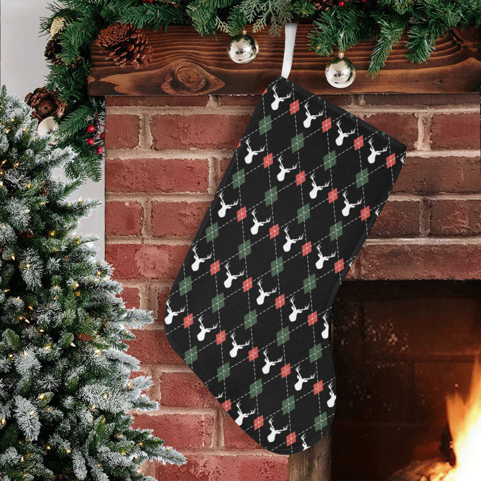 Deer Christmas new year pattern argyle Christmas Stocking