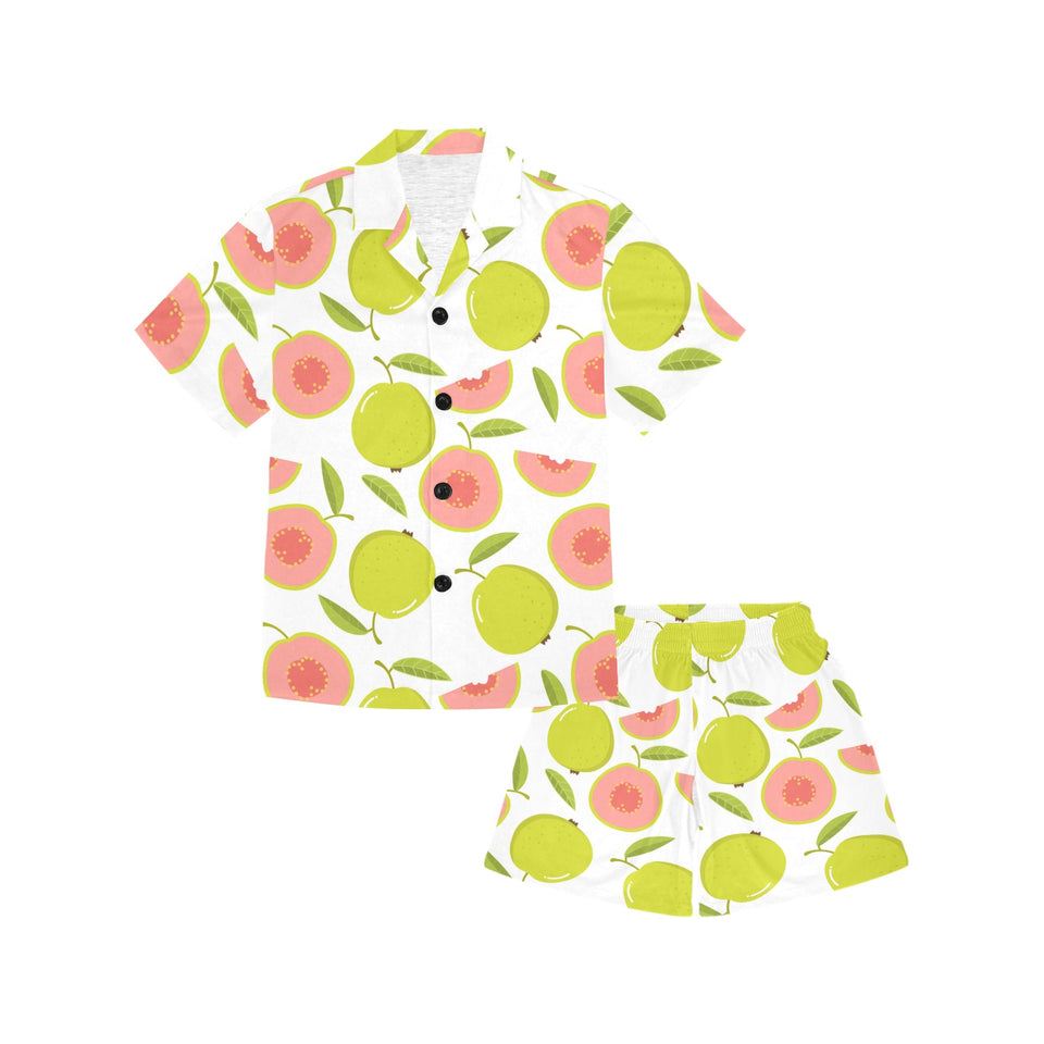 Guava pattern Kids' Boys' Girls' V-Neck Short Pajama Set
