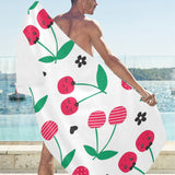 cherry pattern white background Beach Towel