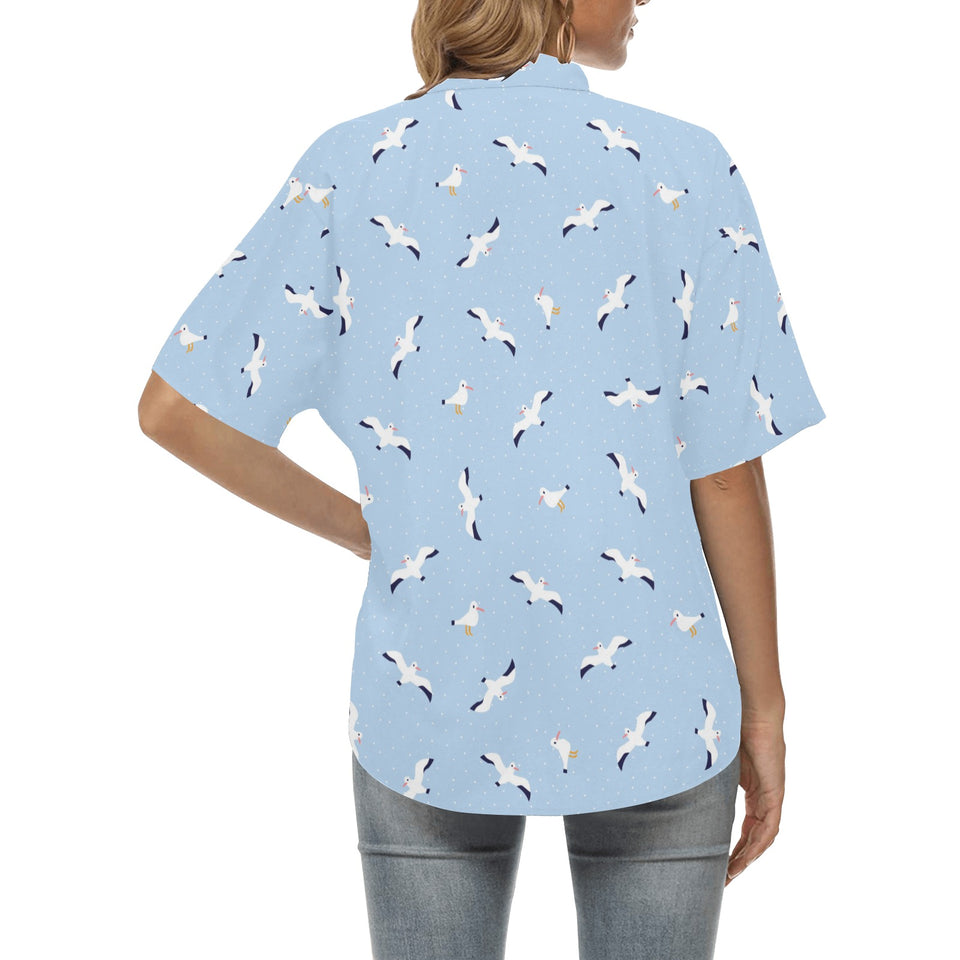 Seagull Pattern Print Design 02 Women's All Over Print Hawaiian Shirt