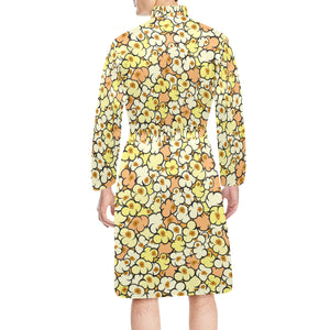 Popcorn Pattern Print Design 03 Men's Long Sleeve Belted Night Robe