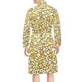 Popcorn Pattern Print Design 03 Men's Long Sleeve Belted Night Robe