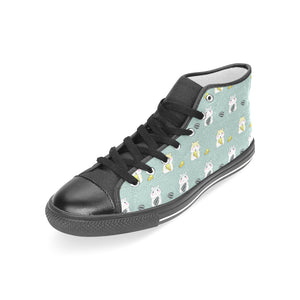 Cute hamster cheese pattern Women's High Top Canvas Shoes Black