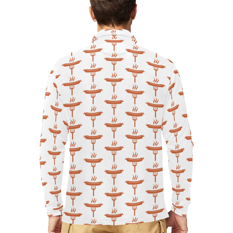 Sausage Pattern Print Design 05 Men's Long Sleeve Polo Shirt
