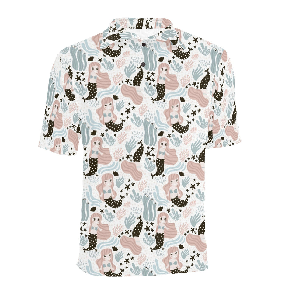 cute mermaid pattern Men's All Over Print Polo Shirt