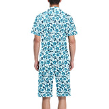 Hibiscus Pattern Print Design 04 Men's V-Neck Short Pajama Set