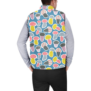 Colorful mushroom design pattern Men's Padded Vest