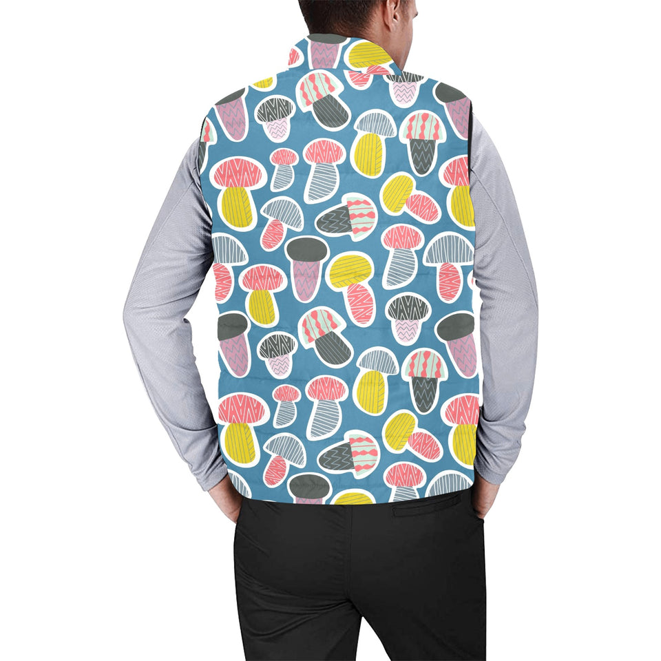 Colorful mushroom design pattern Men's Padded Vest