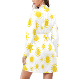Sun pattern Women's Long Sleeve Belted Night Robe