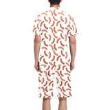 Sausage Pattern Print Design 04 Men's V-Neck Short Pajama Set
