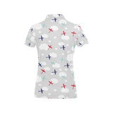 Airplane cloud grey background Women's All Over Print Polo Shirt