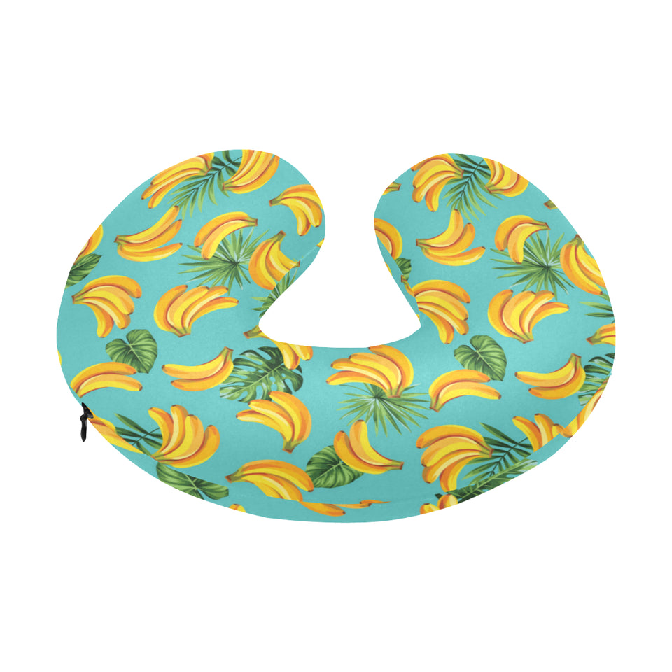 Banana Palm Leaves pattern background U-Shaped Travel Neck Pillow