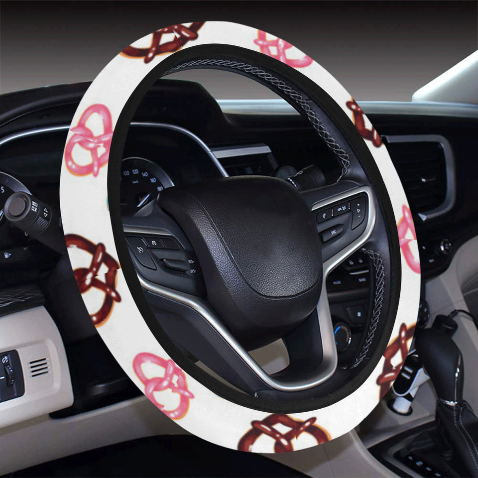 Pretzels Pattern Print Design 04 Car Steering Wheel Cover